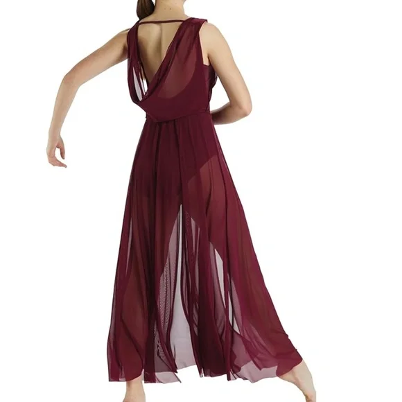 knee length dresses for ladies Alianna Cowl Neck Mesh Maxi Dress main image 1